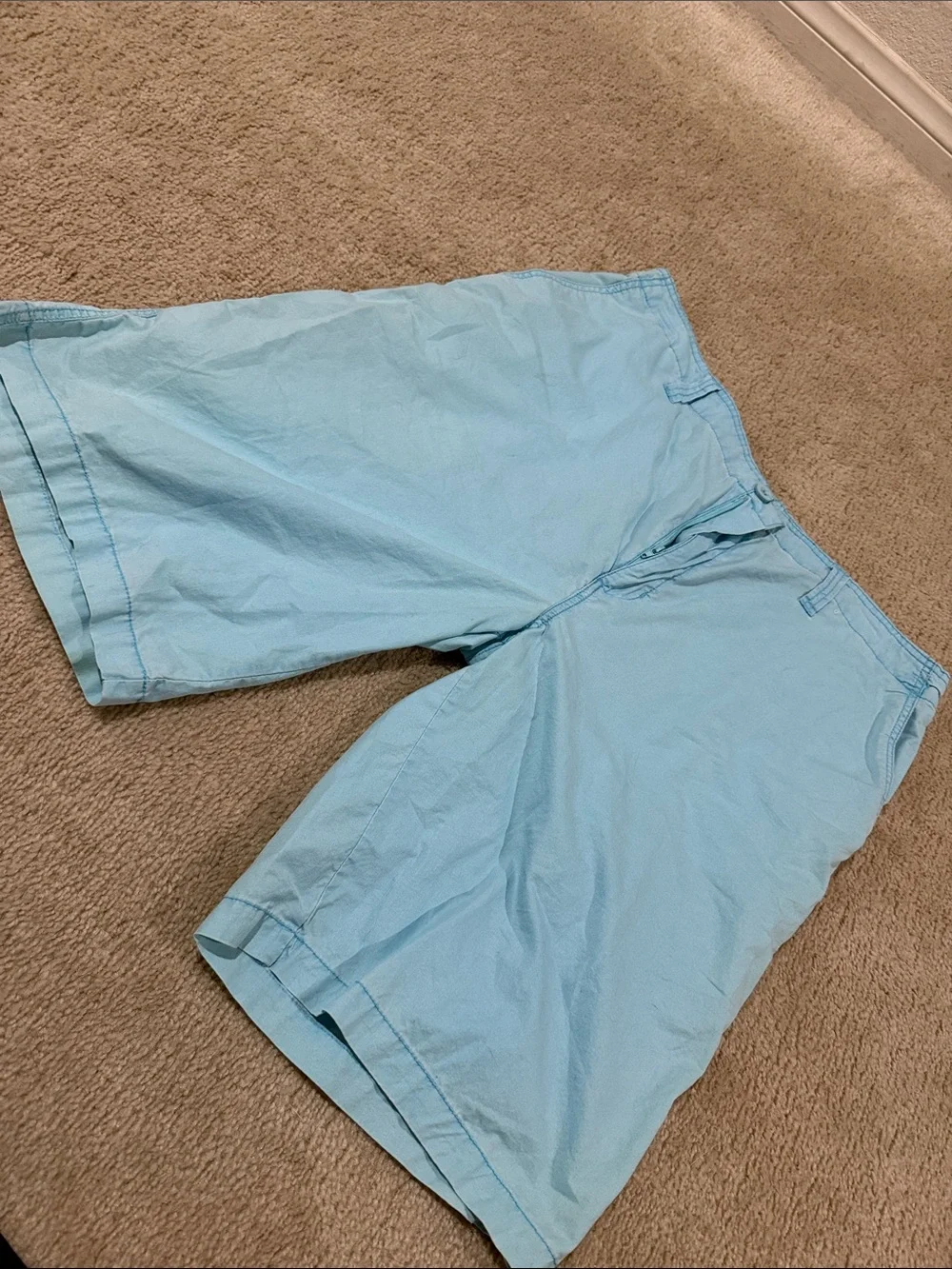 burnside Light Blue Men's Flat-Front Cotton Shorts